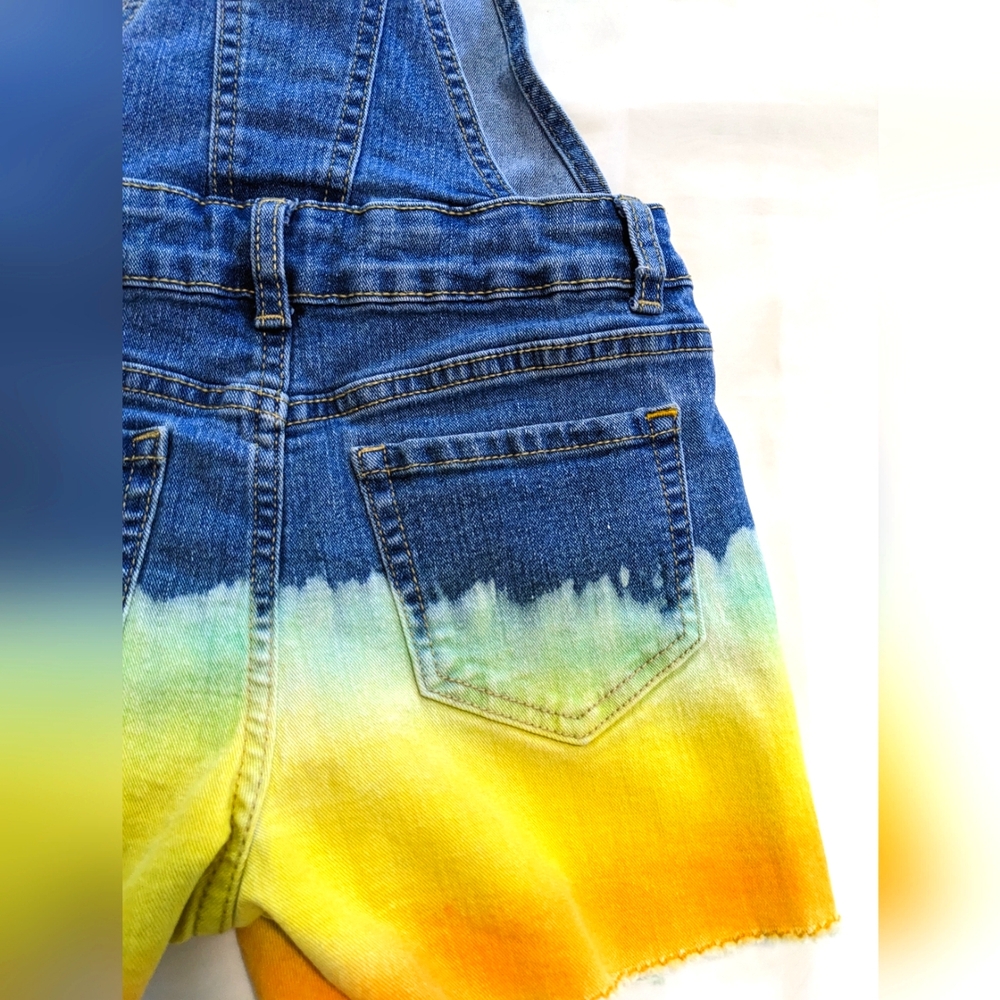 Jordache Girl's Denim Dip Dye Overall Shortalls - Picture 9 of 12